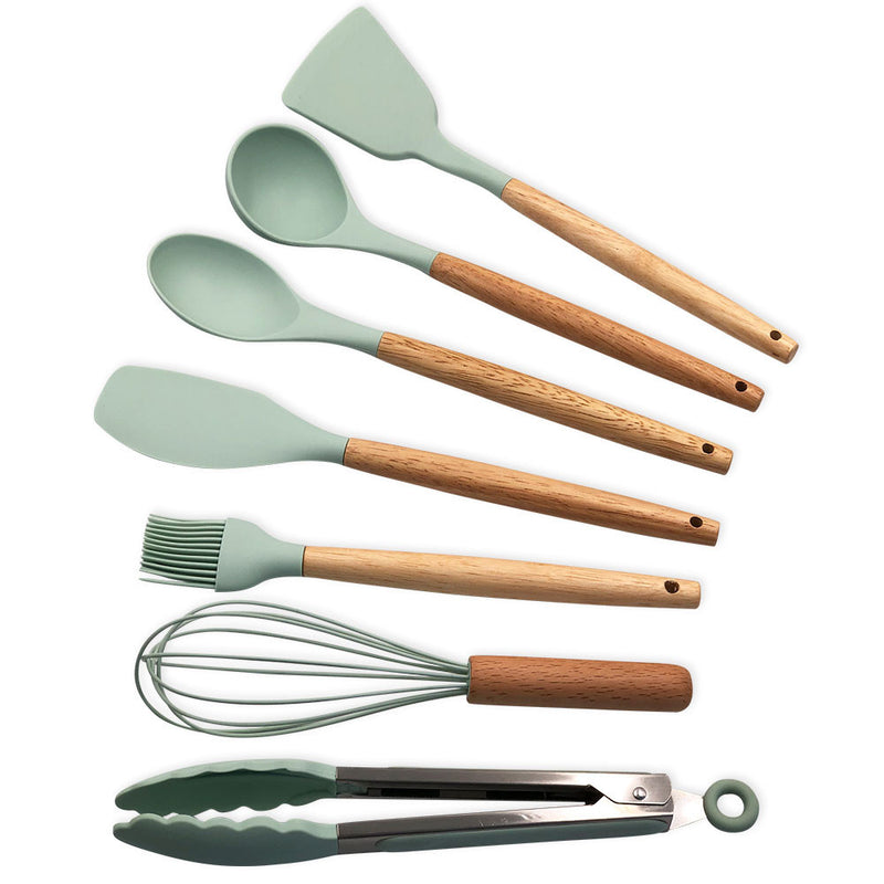 Conjunto de Utensilios Silicone 8 Peças - Verde Claro