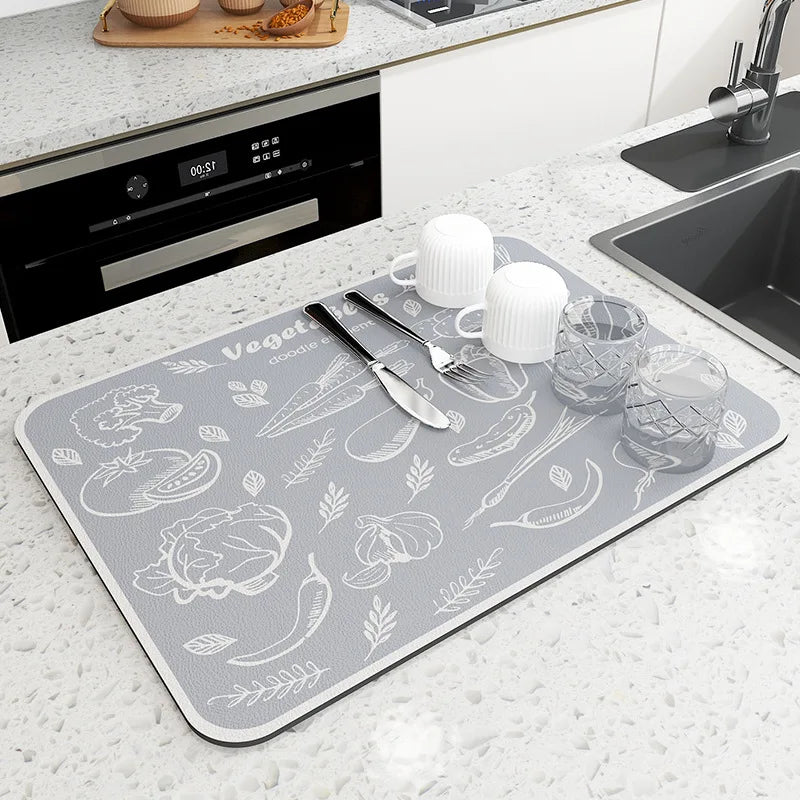 Super Absorbent Large Kitchen Absorbent Mat Antiskid Draining Coffee Dish Drying Mat Quick Dry Bathroom Drain Pad Tableware Mat