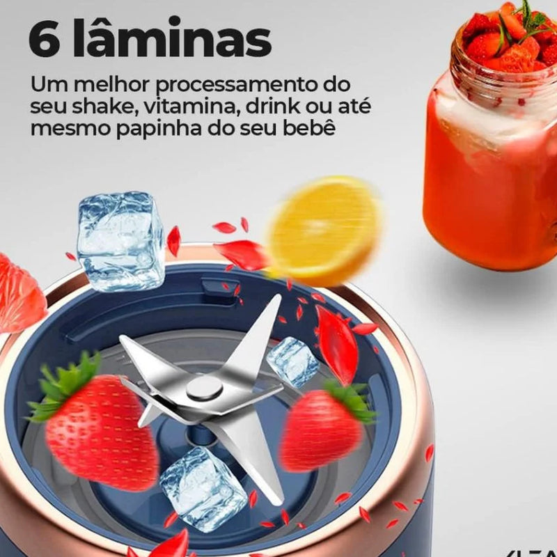 Mini Liquidificador Portátil 6 Lâminas De Suco De Alimentos Misturador Leite