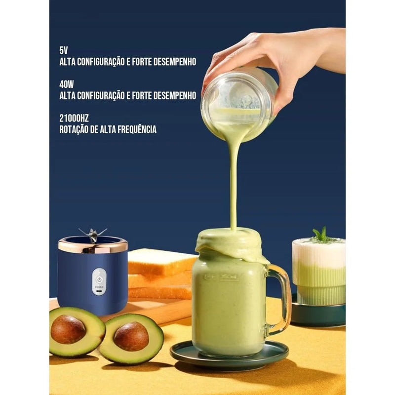 Mini Liquidificador Portátil 6 Lâminas De Suco De Alimentos Misturador Leite