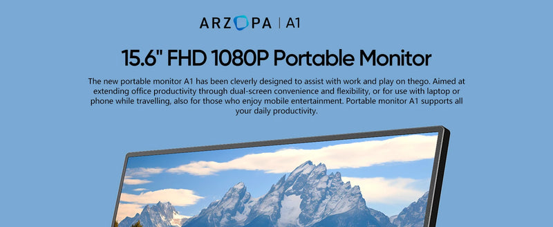 Arzopa monitor portátil de 15,6 polegadas FHD 1080P IPS USB-C